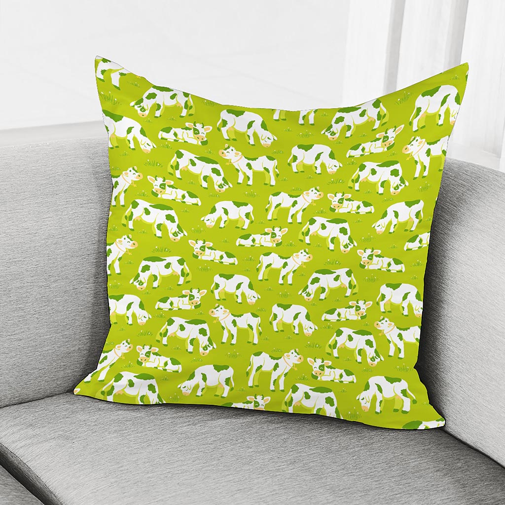 Cute Smiley Cow Pattern Print Pillow Cover