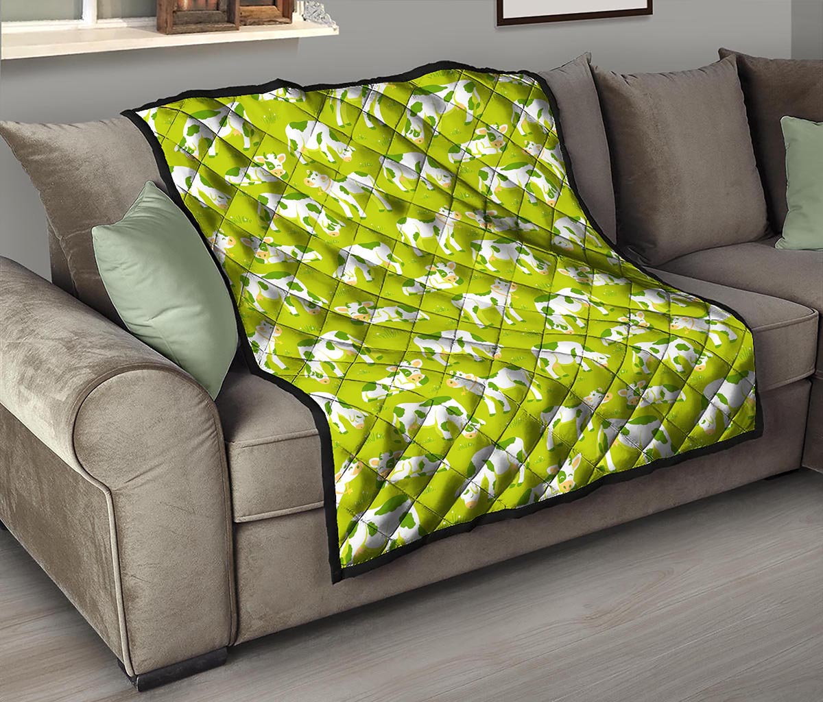 Cute Smiley Cow Pattern Print Quilt