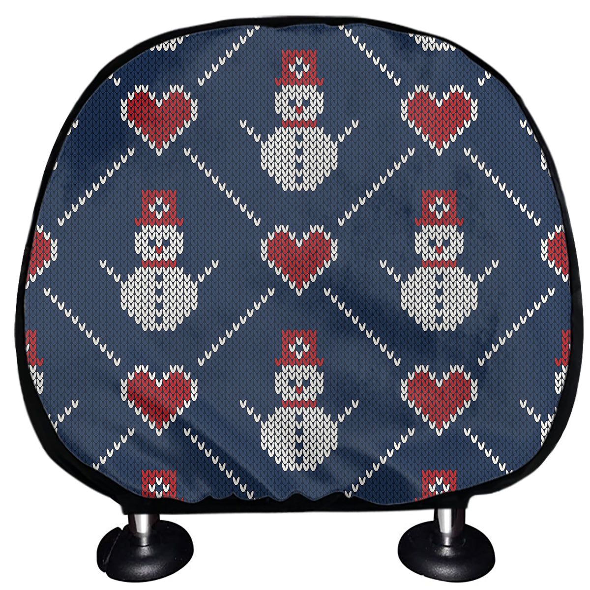 Cute Snowman Knitted Pattern Print Car Headrest Covers