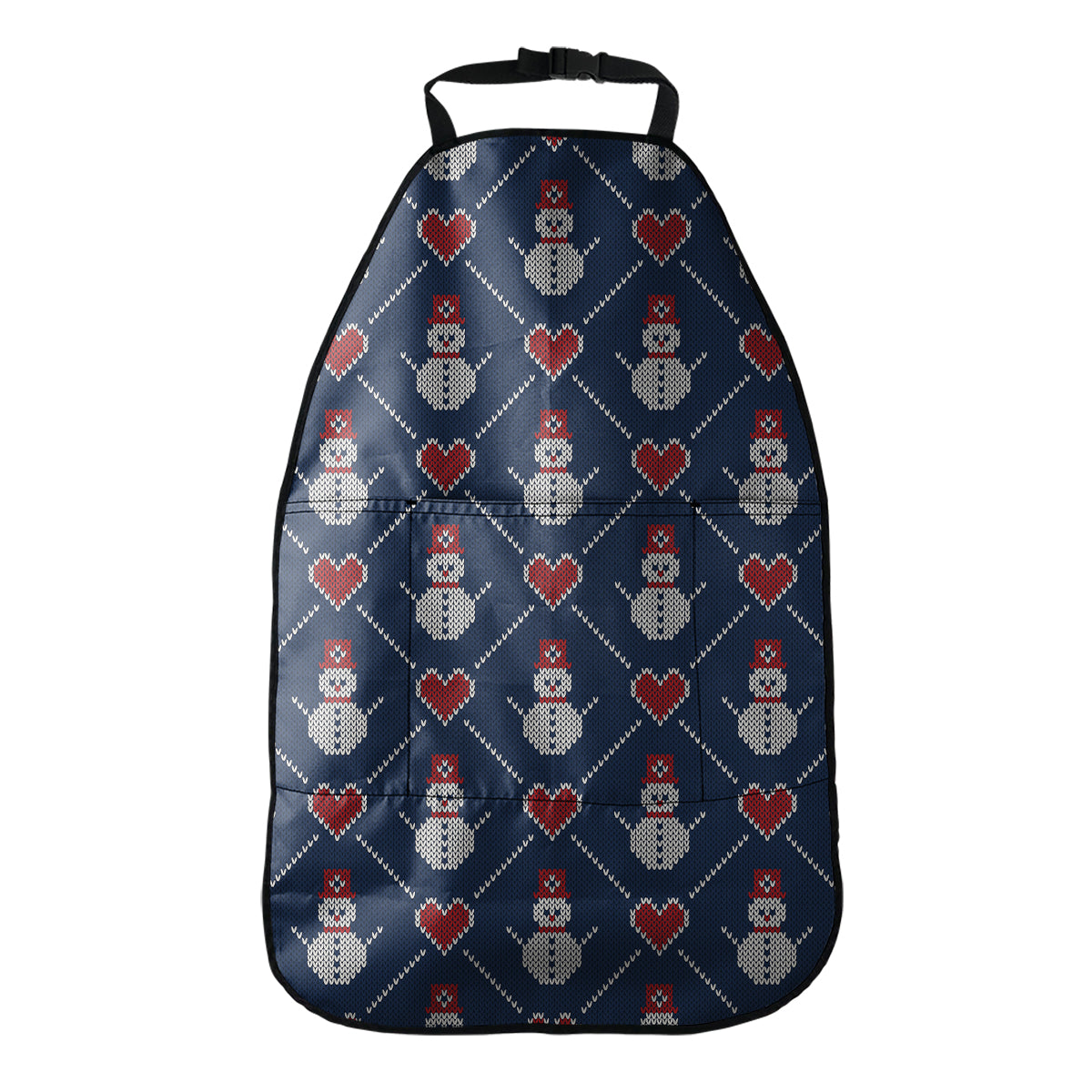 Cute Snowman Knitted Pattern Print Car Seat Organizers