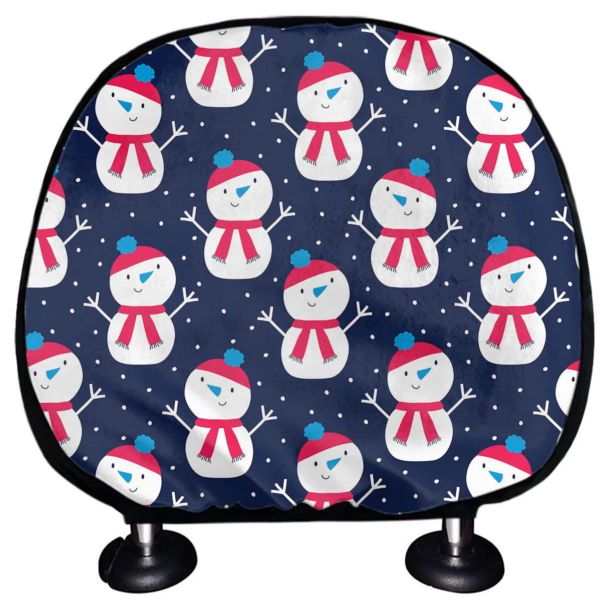 Cute Snowman Pattern Print Car Headrest Covers