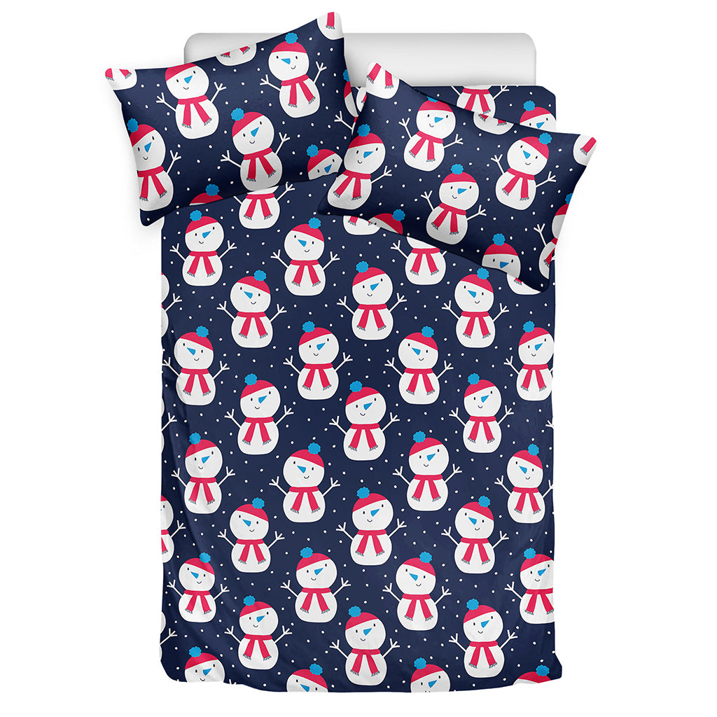Cute Snowman Pattern Print Duvet Cover Bedding Set