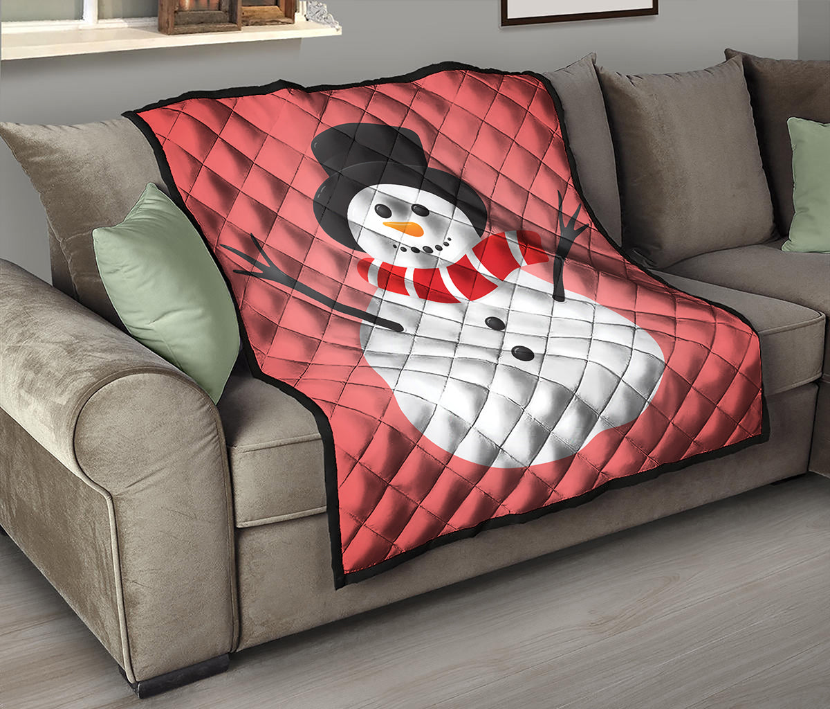 Cute Snowman Print Quilt