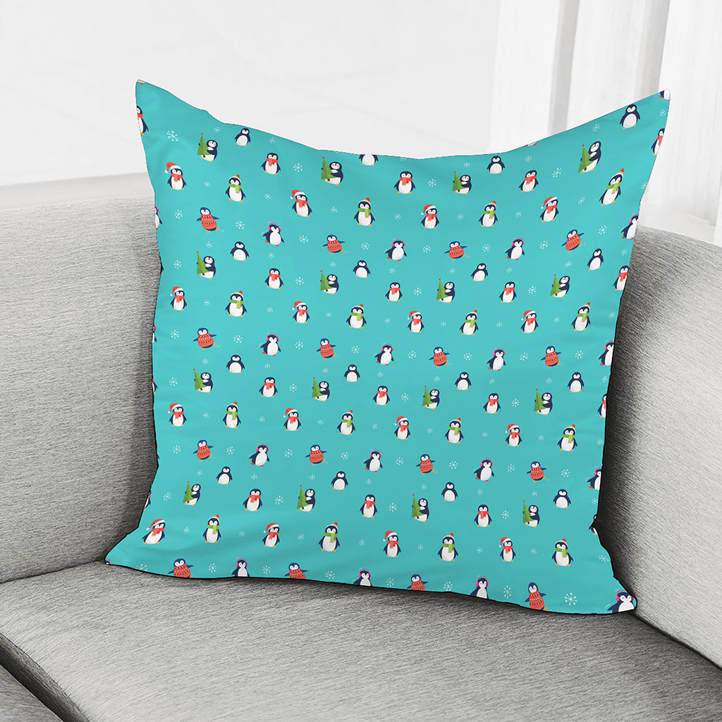 Cute Snowy Penguin Pattern Print Pillow Cover