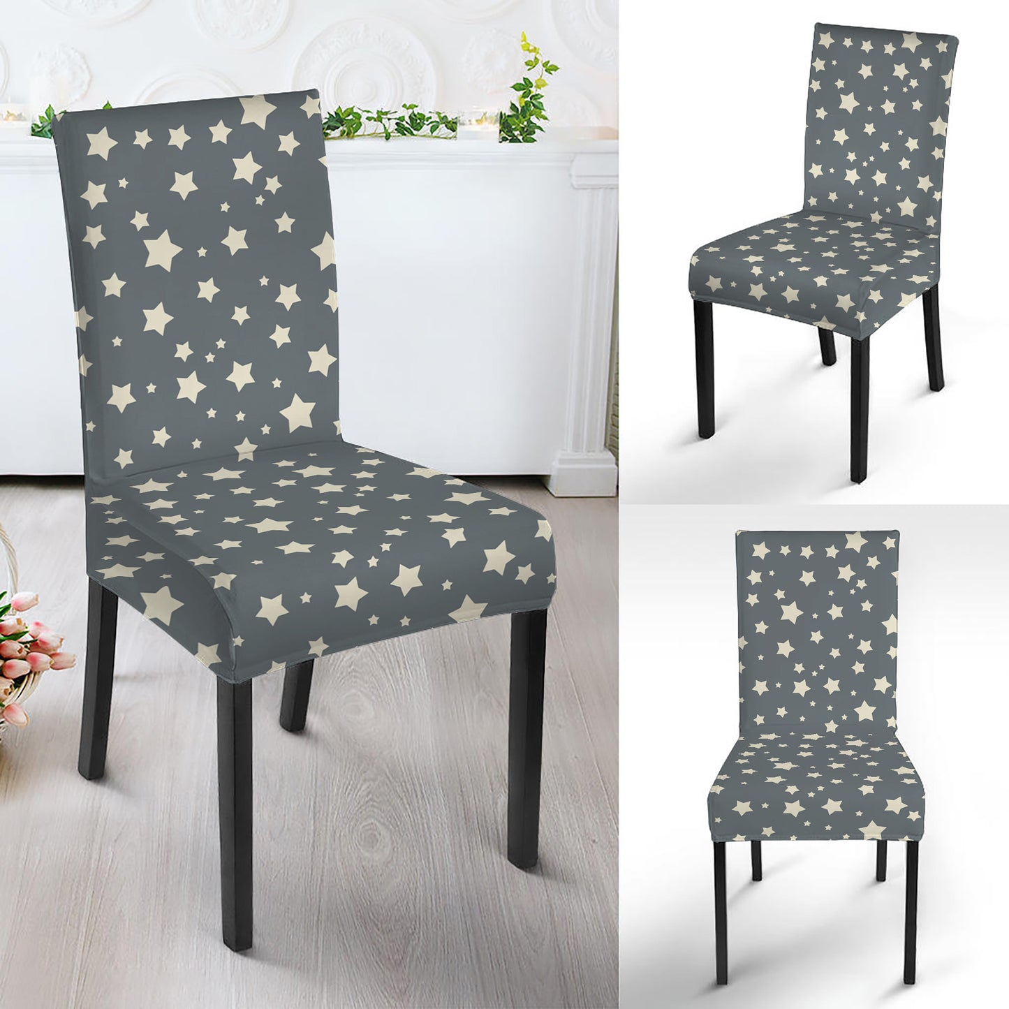 Cute Star Pattern Print Dining Chair Slipcover