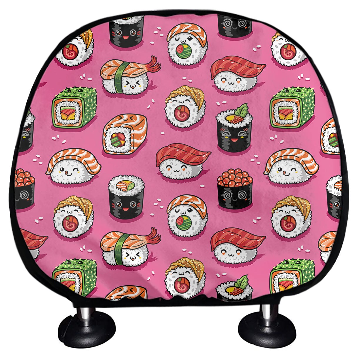 Cute Sushi And Rolls Pattern Print Car Headrest Covers