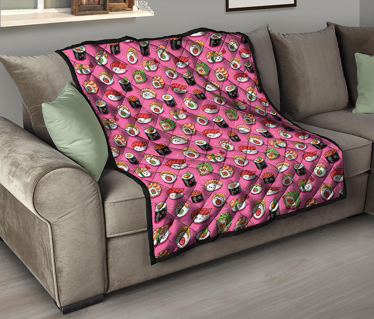 Cute Sushi And Rolls Pattern Print Quilt