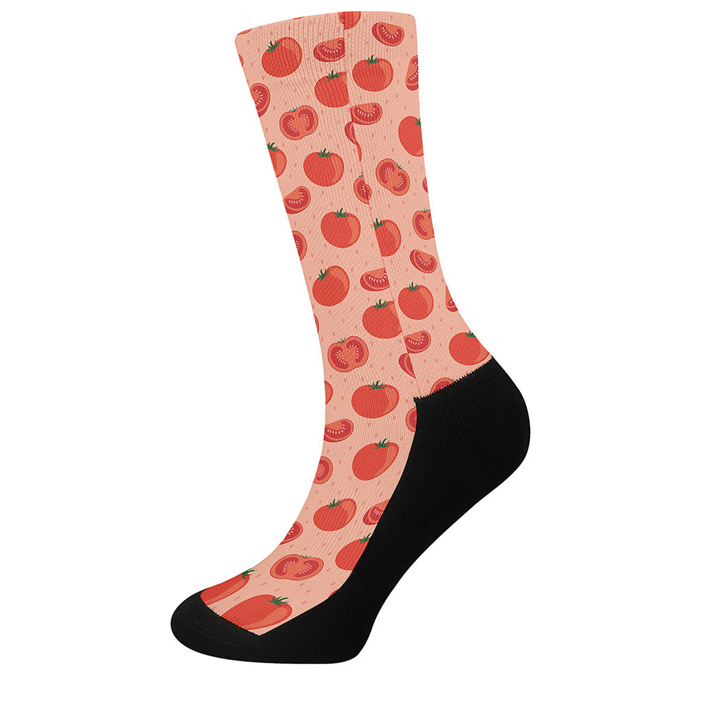 Cute Tomato Pattern Print Crew Socks