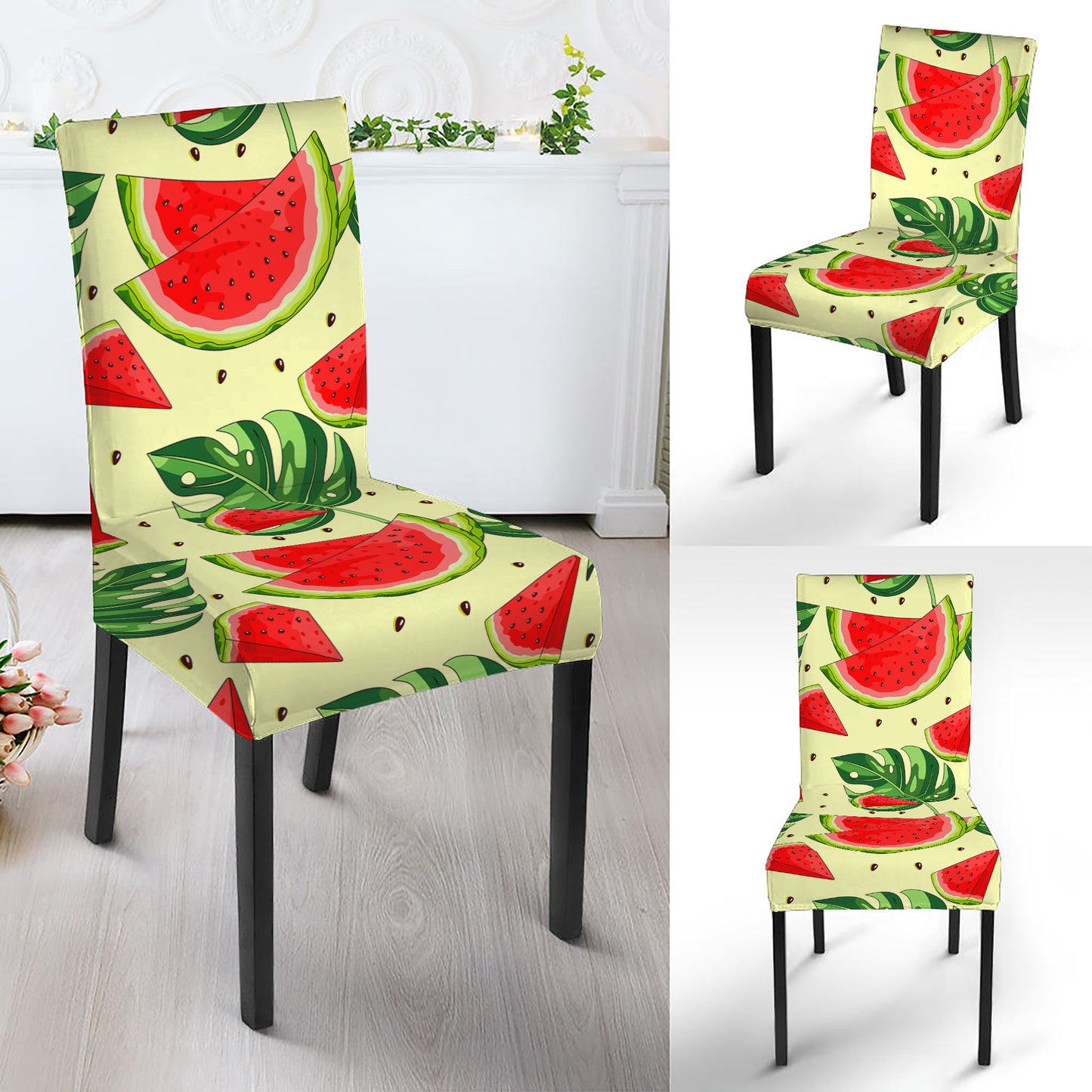 Cute Tropical Watermelon Pattern Print Dining Chair Slipcover