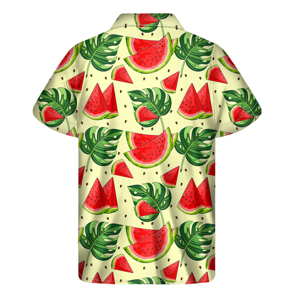 Cute Tropical Watermelon Pattern Print Men's Short Sleeve Shirt