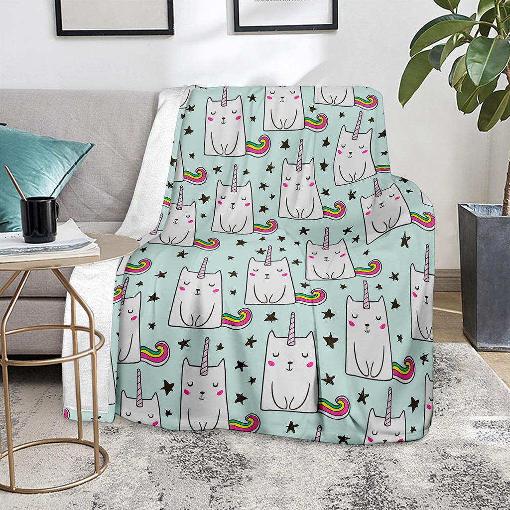 Cute Unicorn Cat Pattern Print Blanket