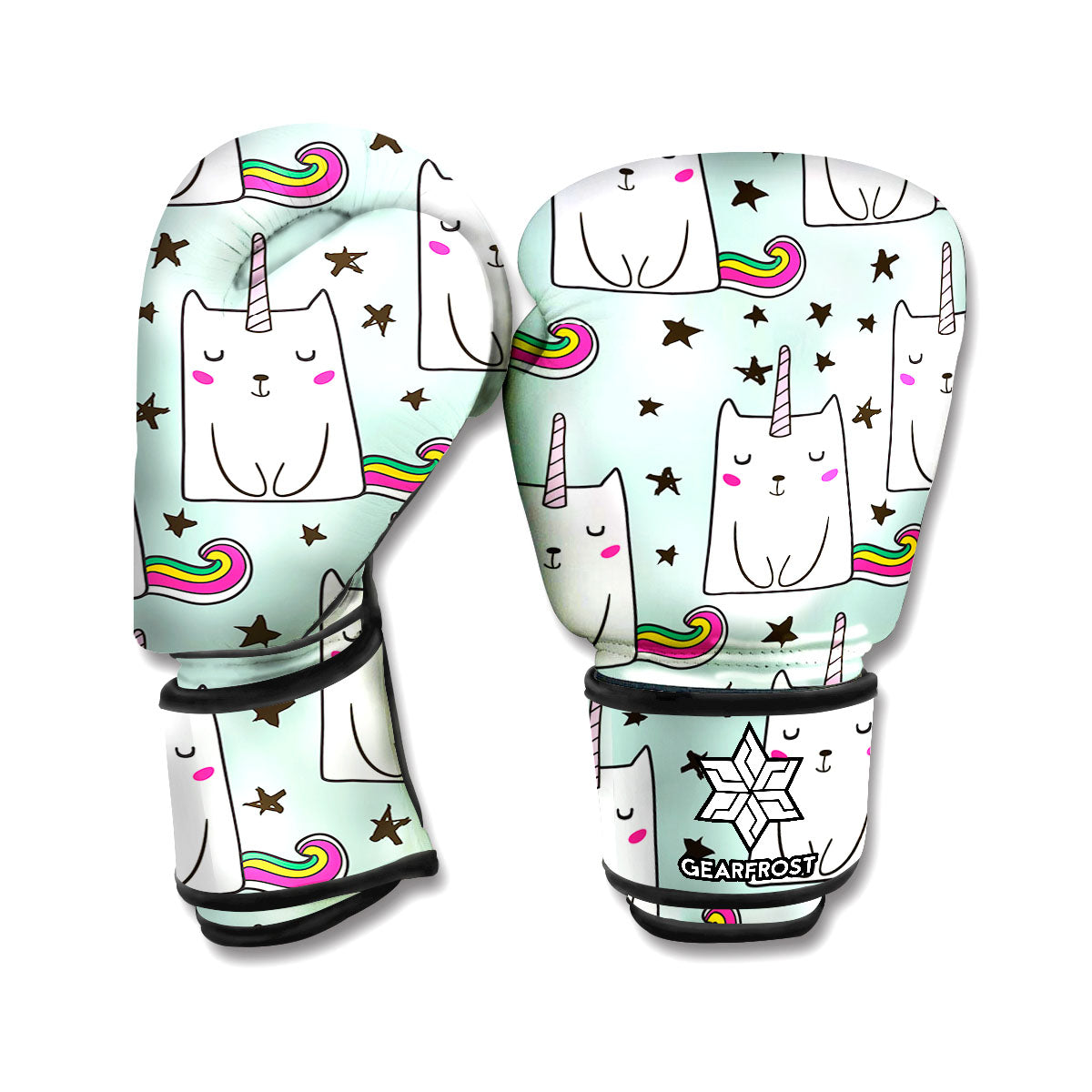 Cute Unicorn Cat Pattern Print Boxing Gloves