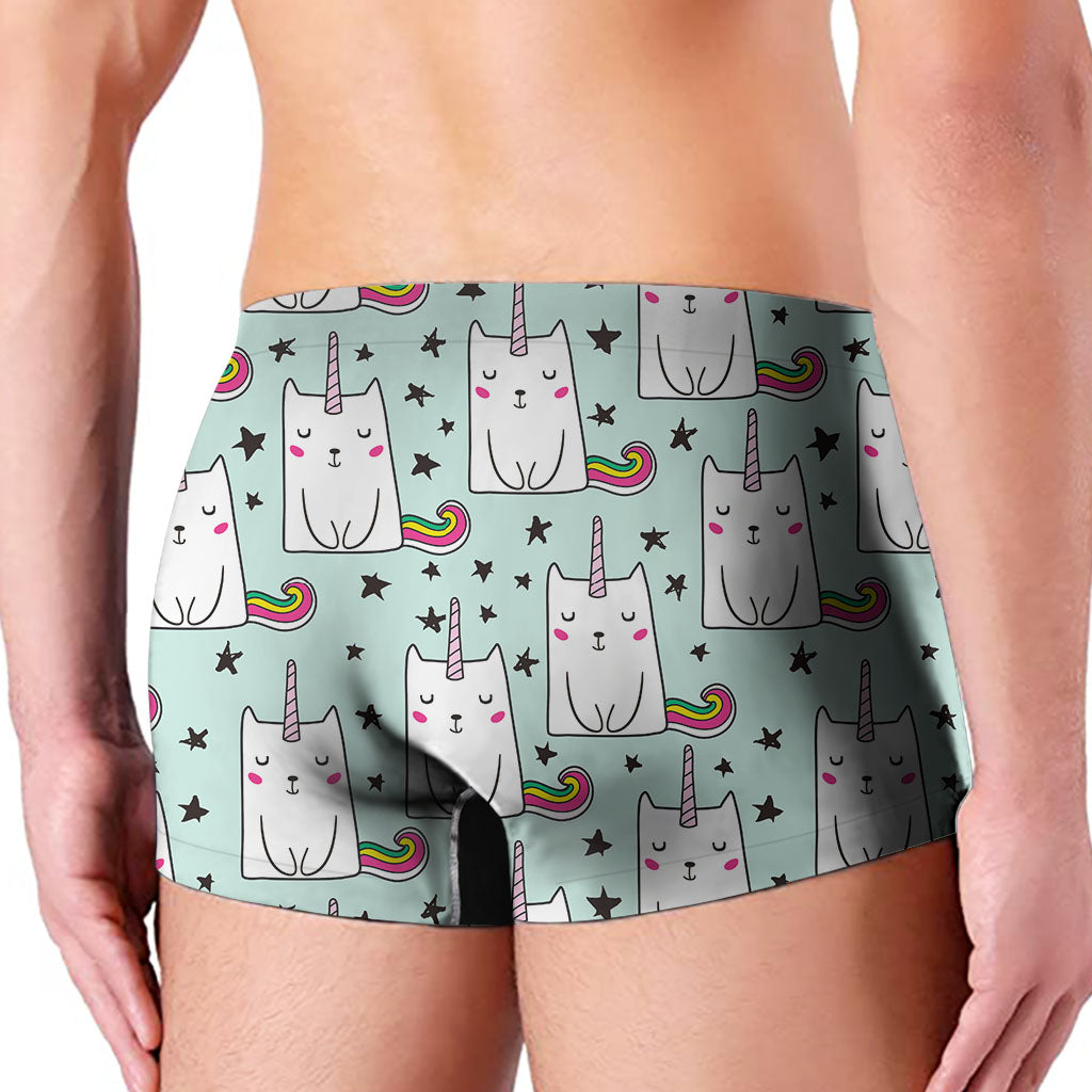 Cute Unicorn Cat Pattern Print Men's Boxer Briefs