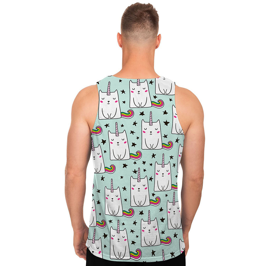 Cute Unicorn Cat Pattern Print Men's Tank Top