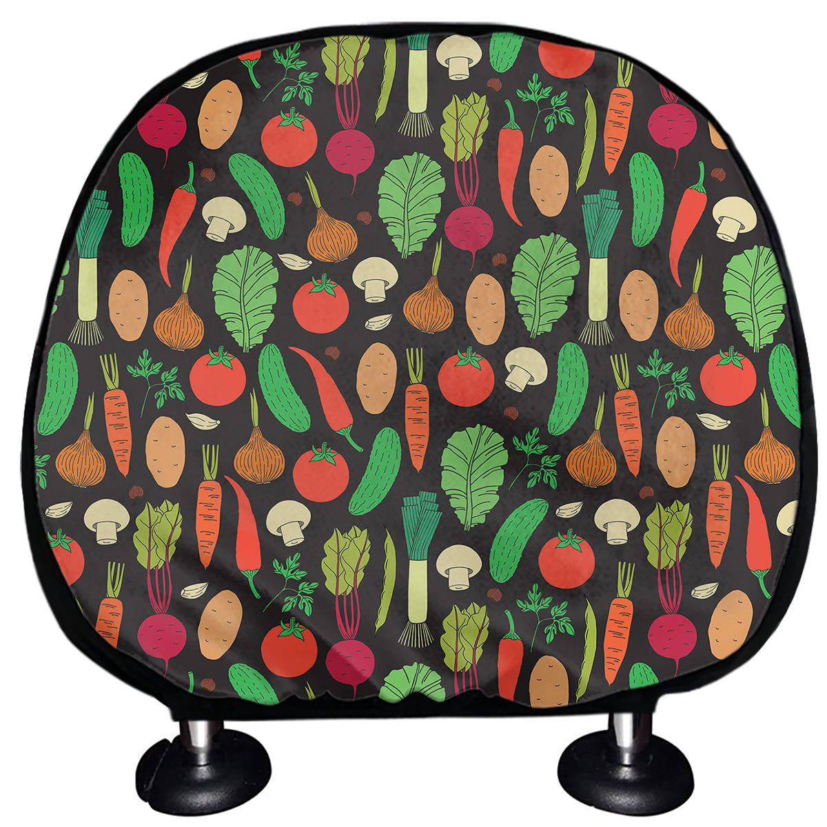 Cute Vegan Pattern Print Car Headrest Covers