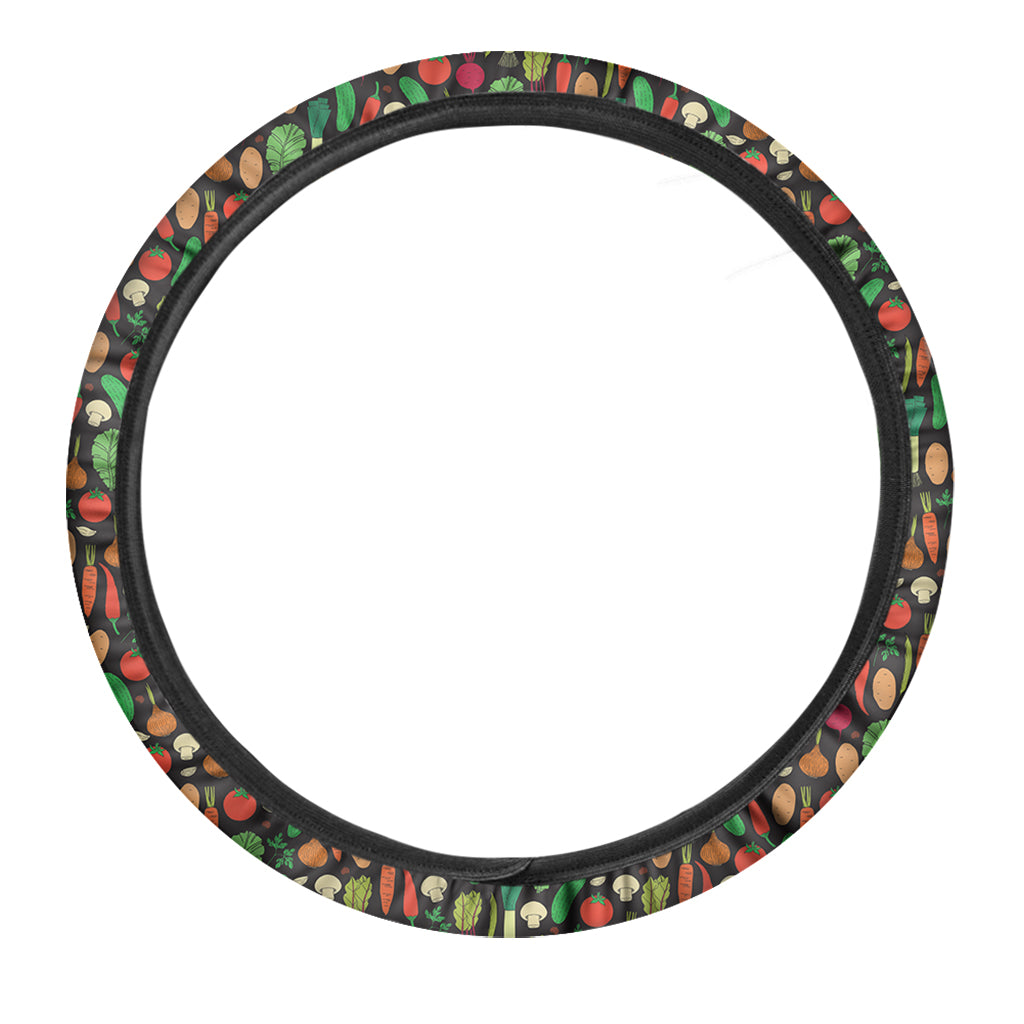 Cute Vegan Pattern Print Car Steering Wheel Cover