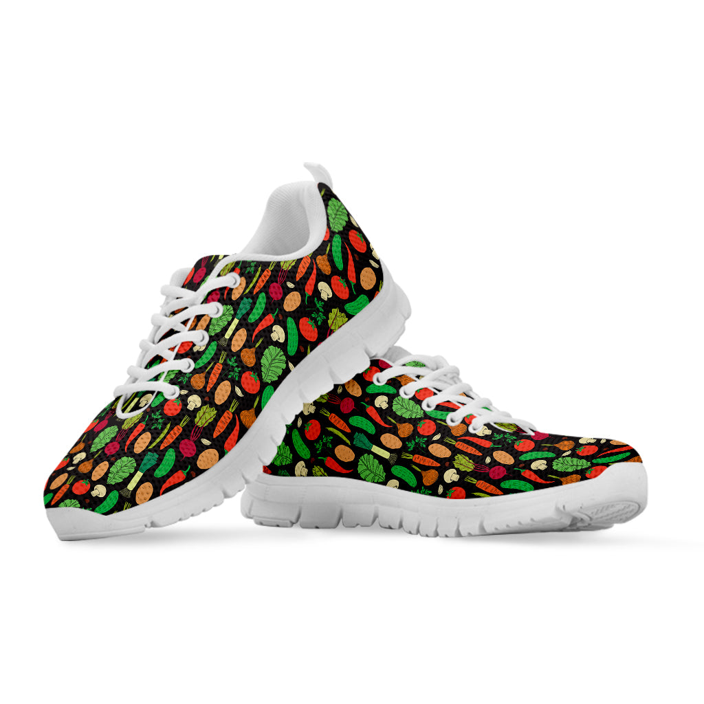 Cute Vegan Pattern Print White Sneakers