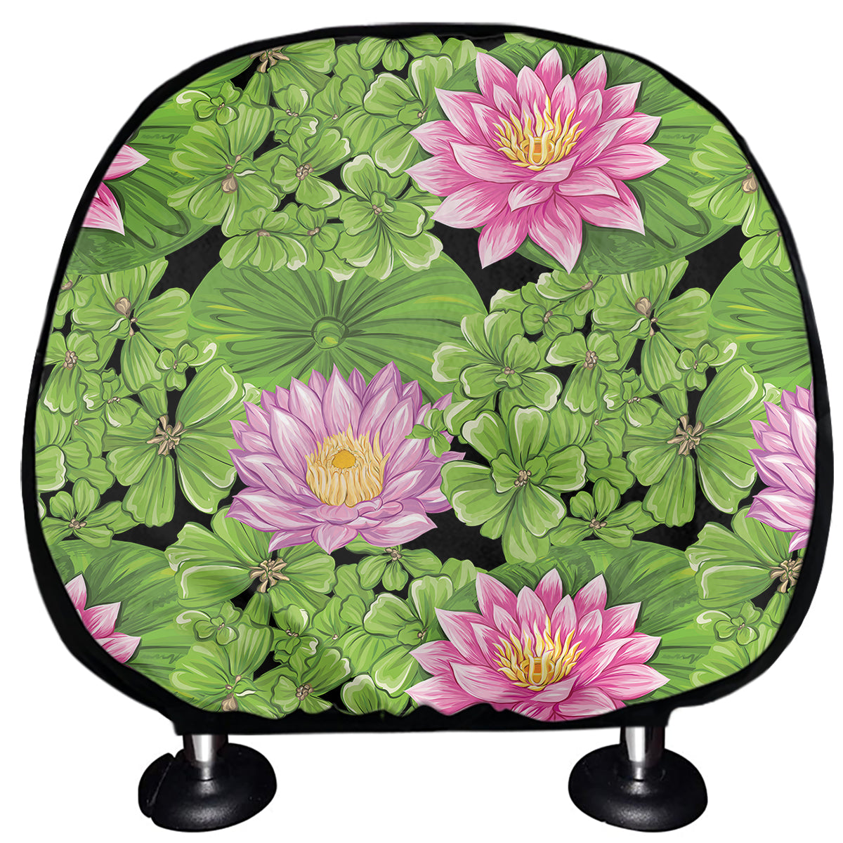 Cute Water Lily Pattern Print Car Headrest Covers