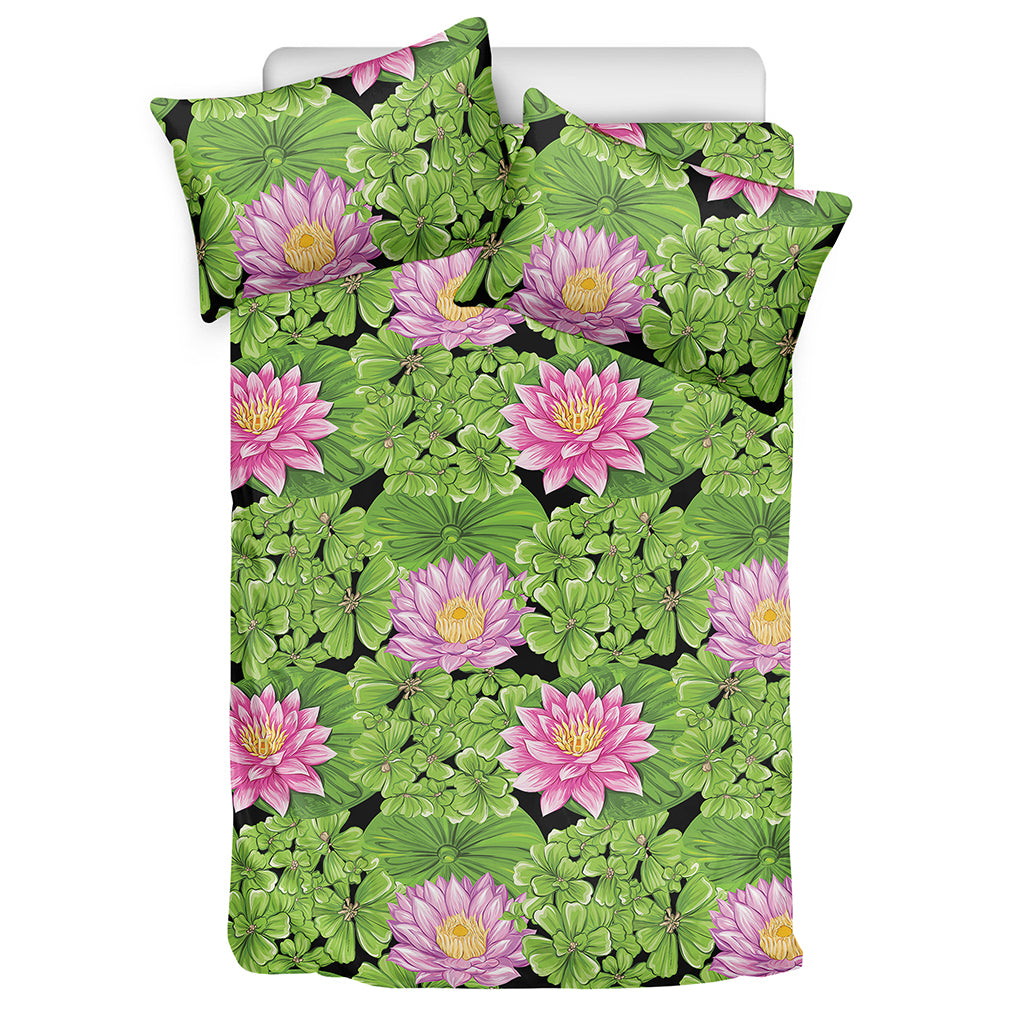 Cute Water Lily Pattern Print Duvet Cover Bedding Set