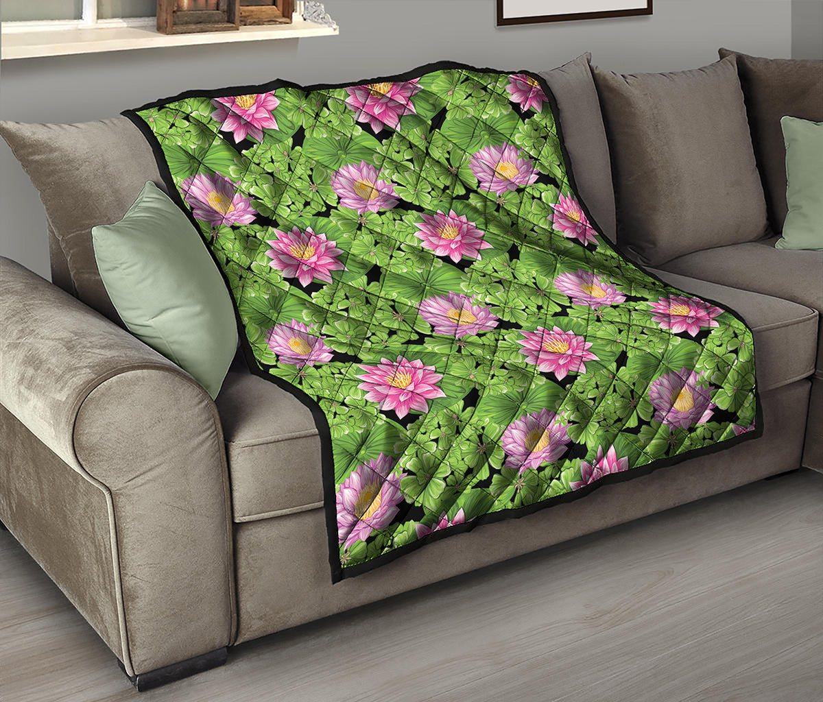 Cute Water Lily Pattern Print Quilt