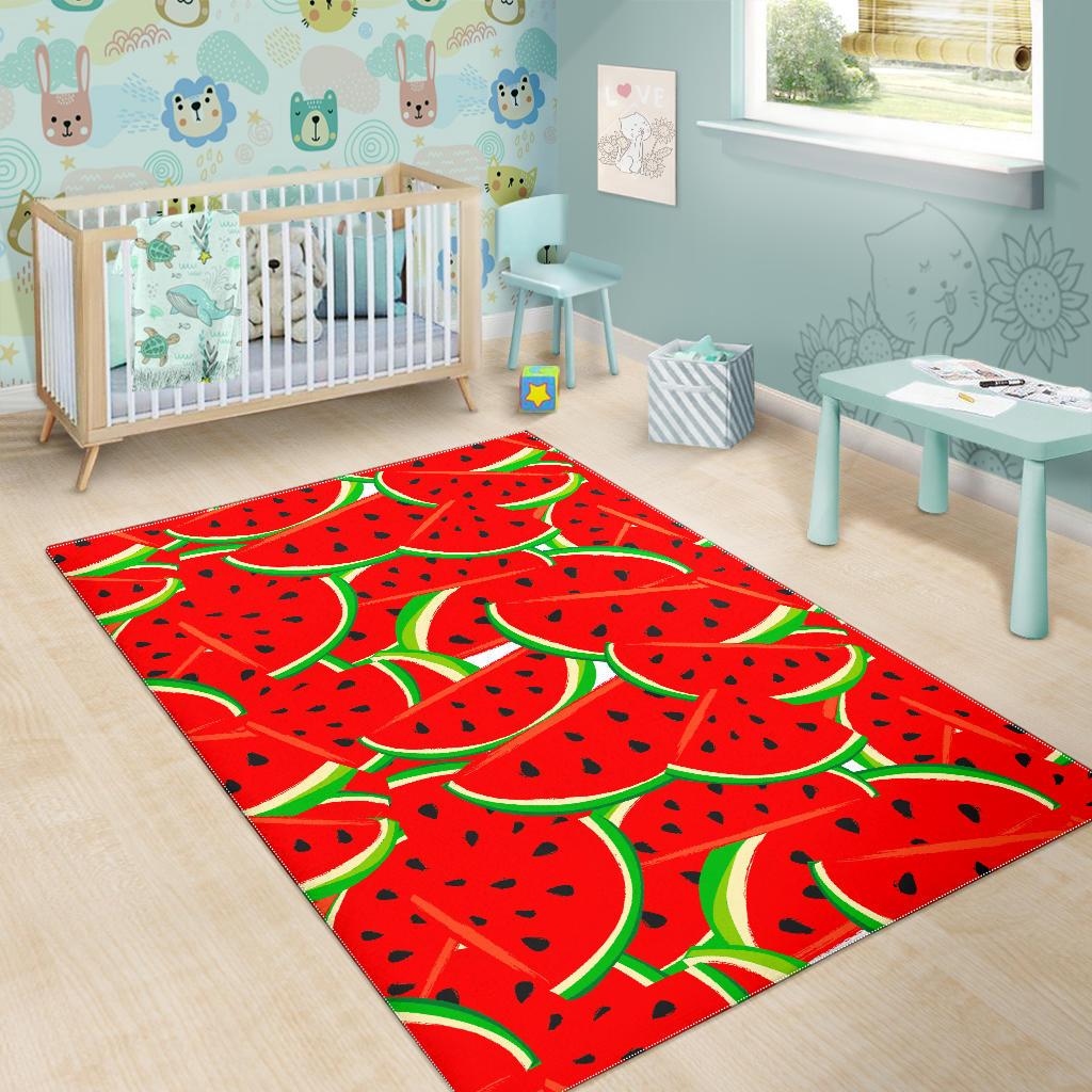 Cute Watermelon Pieces Pattern Print Area Rug GearFrost