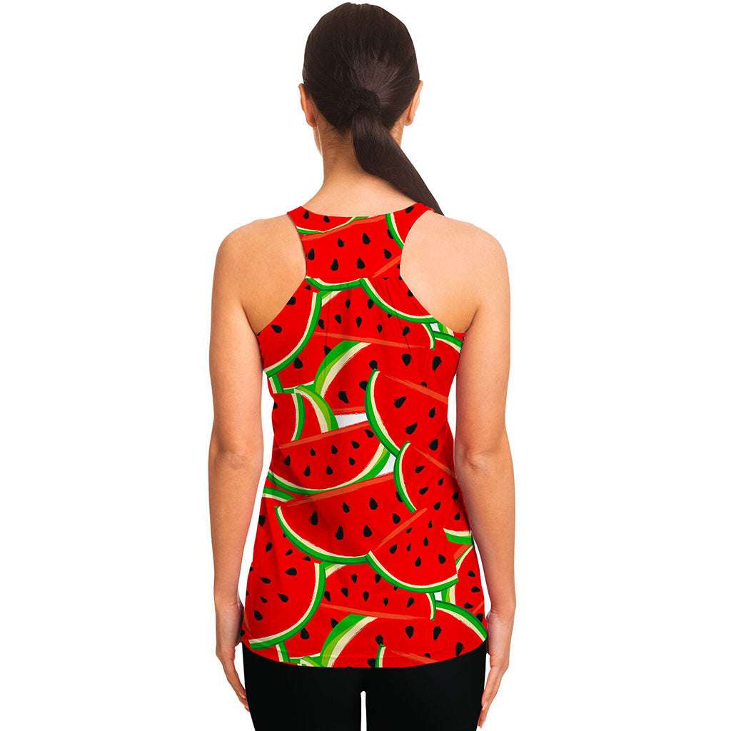 Cute Watermelon Pieces Pattern Print Women's Racerback Tank Top