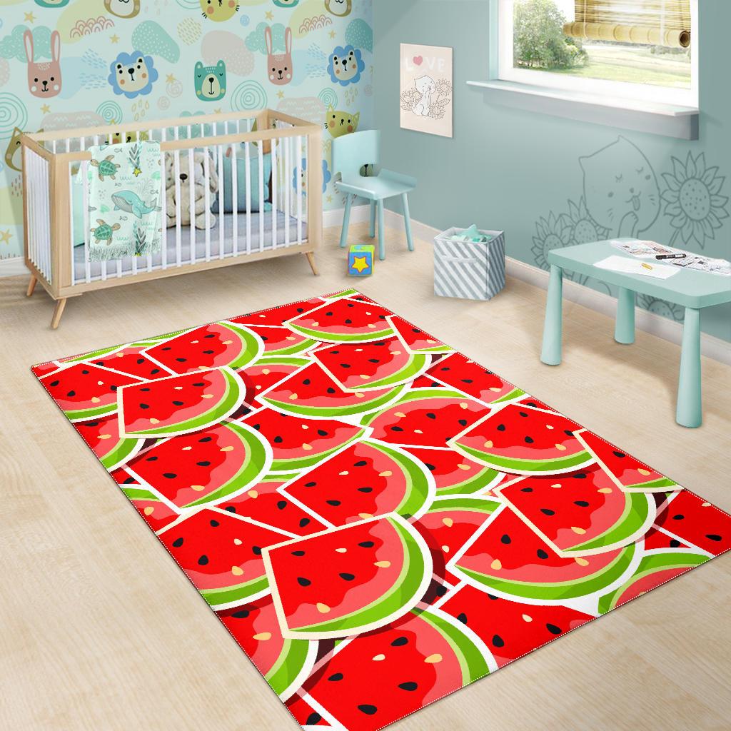 Cute Watermelon Slices Pattern Print Area Rug GearFrost
