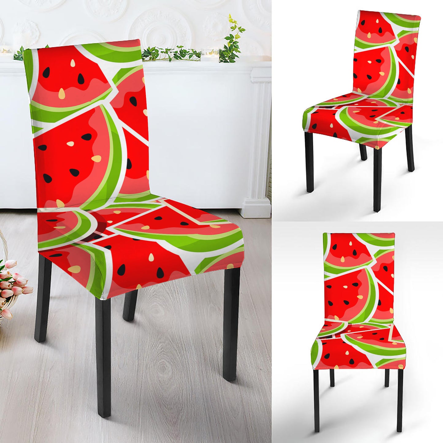 Cute Watermelon Slices Pattern Print Dining Chair Slipcover