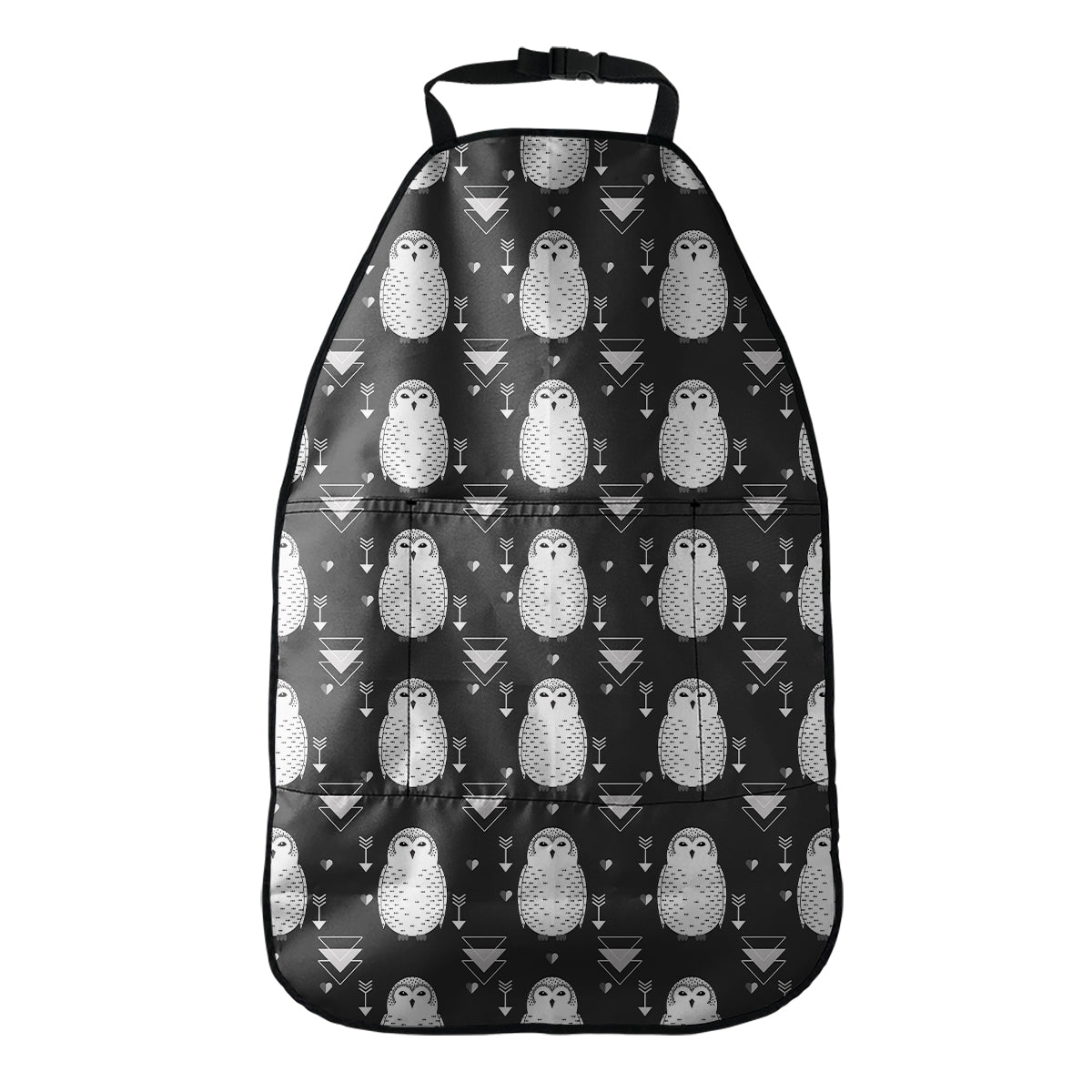 Cute White And Grey Owl Pattern Print Car Seat Organizers