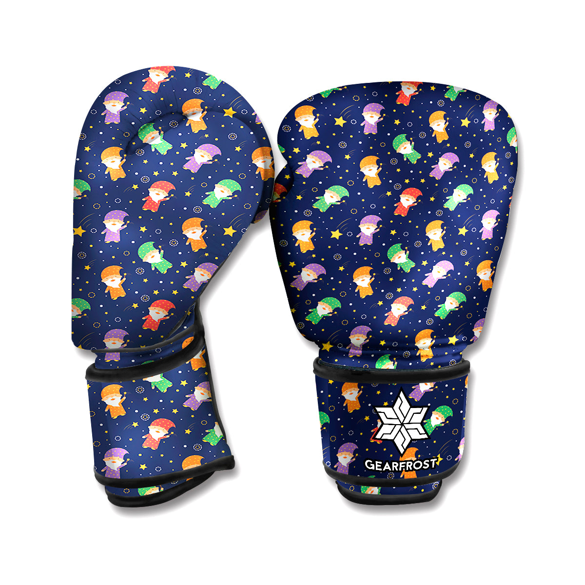 Cute Wizard Pattern Print Boxing Gloves