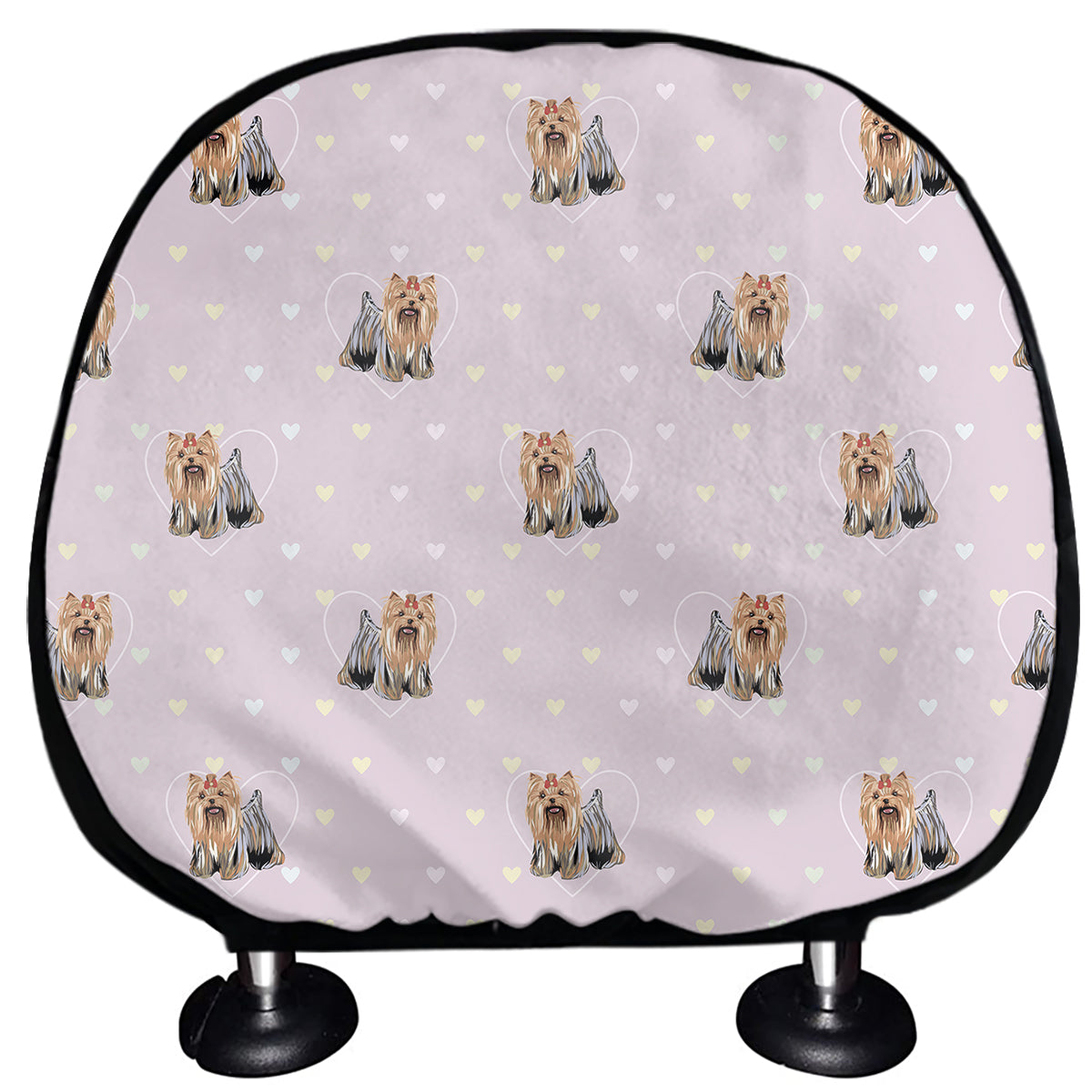 Cute Yorkshire Terrier Pattern Print Car Headrest Covers