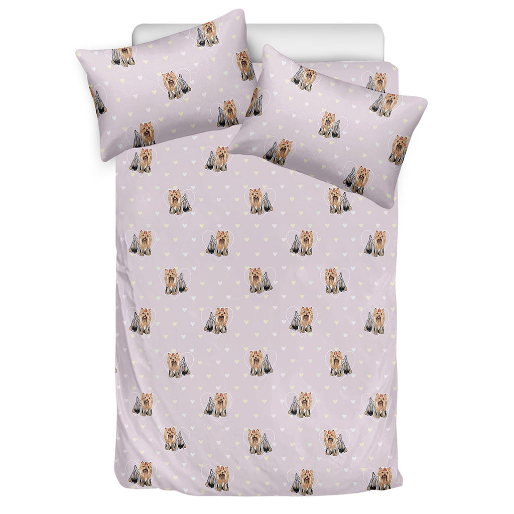 Cute Yorkshire Terrier Pattern Print Duvet Cover Bedding Set