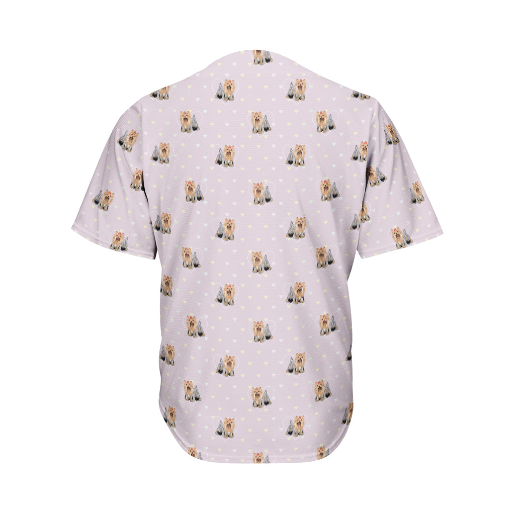 Cute Yorkshire Terrier Pattern Print Men's Baseball Jersey
