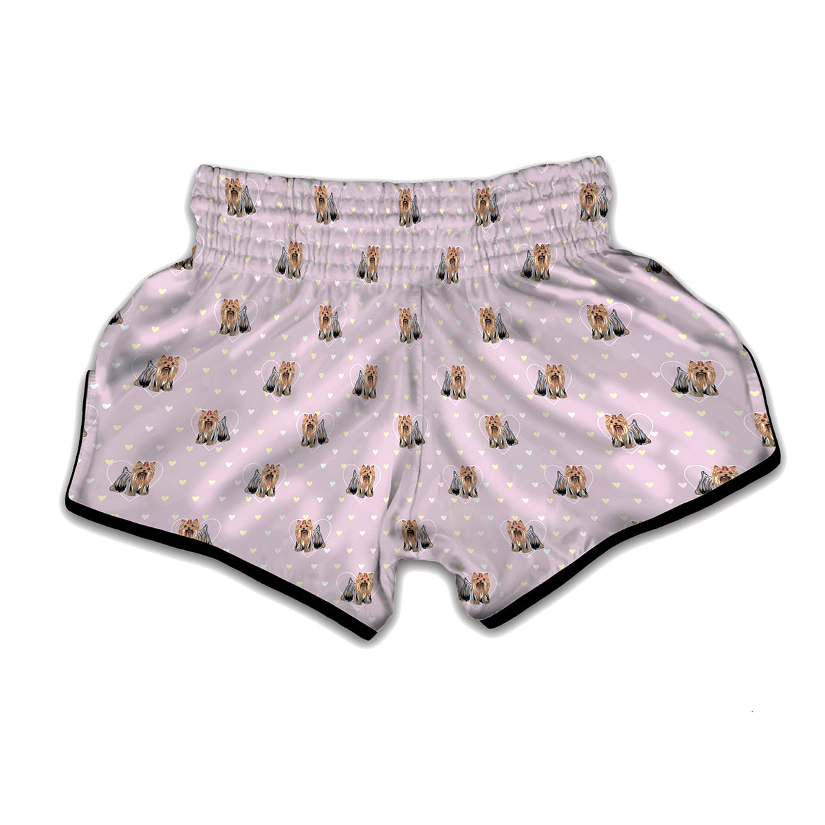 Cute Yorkshire Terrier Pattern Print Muay Thai Boxing Shorts