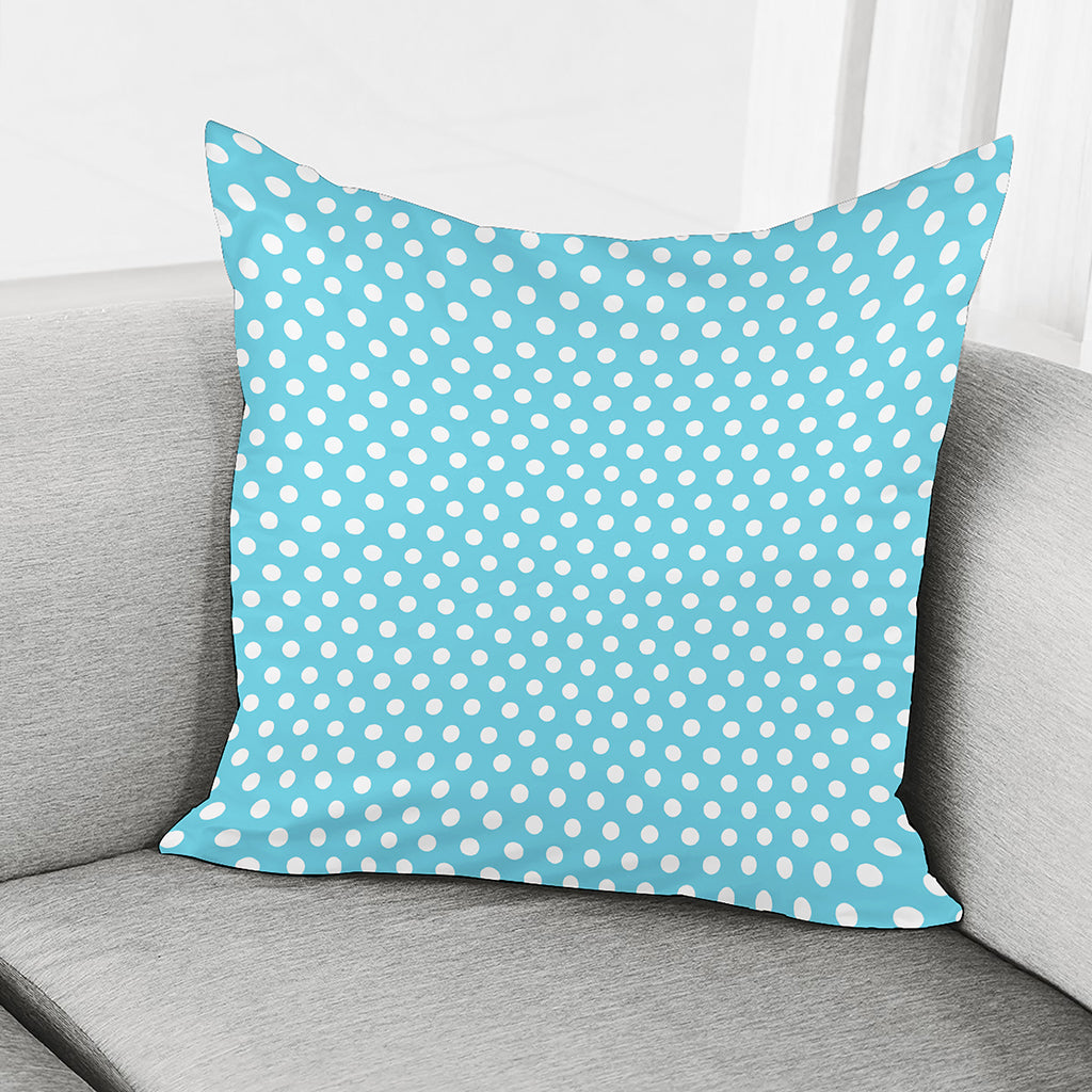 Cyan And White Polka Dot Pattern Print Pillow Cover