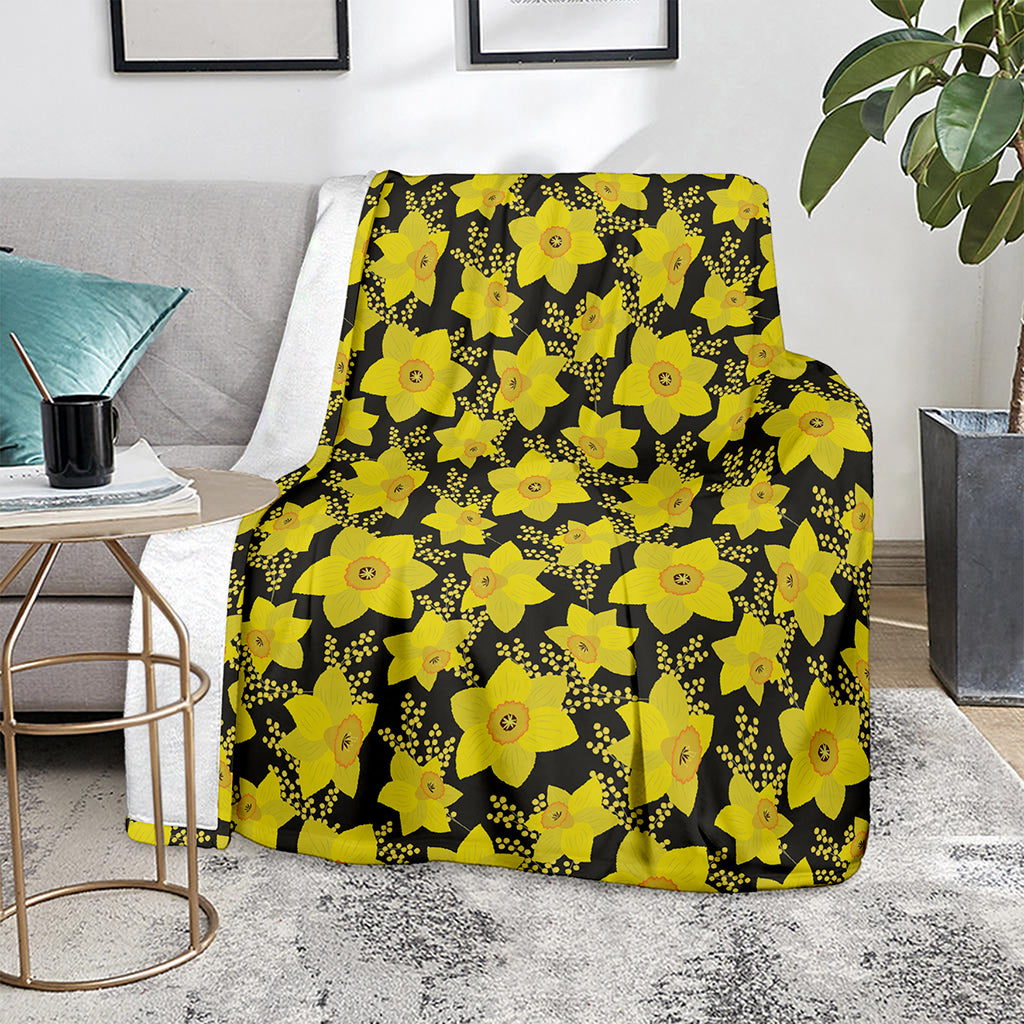 Daffodil And Mimosa Pattern Print Blanket