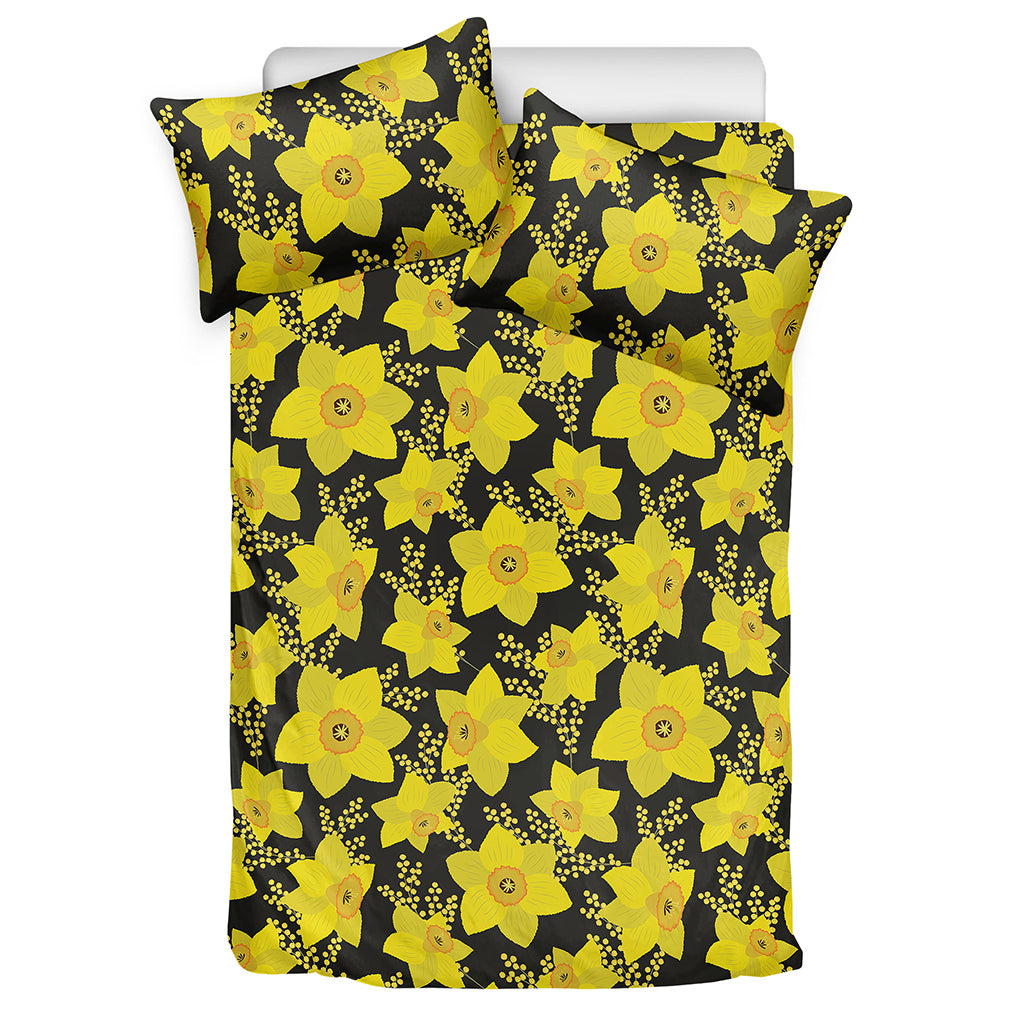 Daffodil And Mimosa Pattern Print Duvet Cover Bedding Set