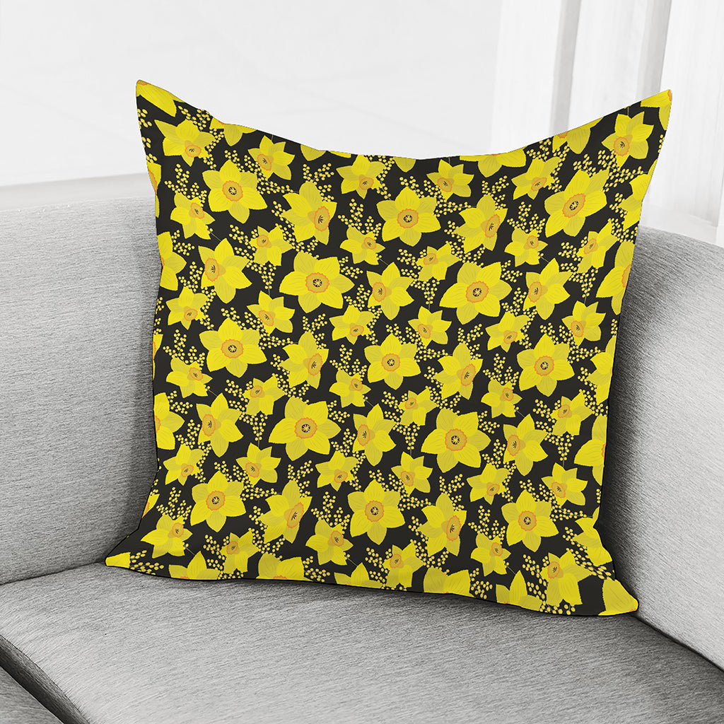 Daffodil And Mimosa Pattern Print Pillow Cover