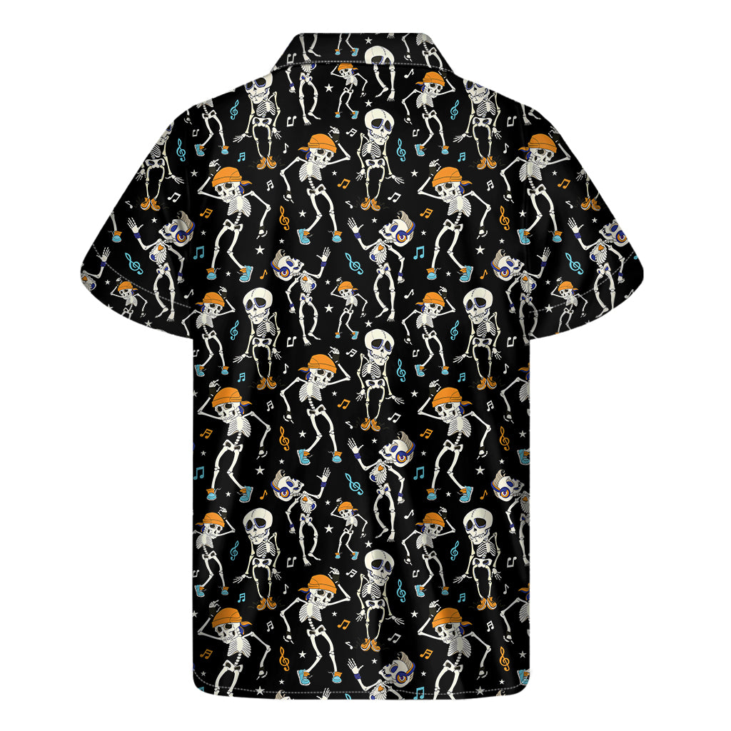 Dancing Skeleton Party Pattern Print Men's Short Sleeve Shirt