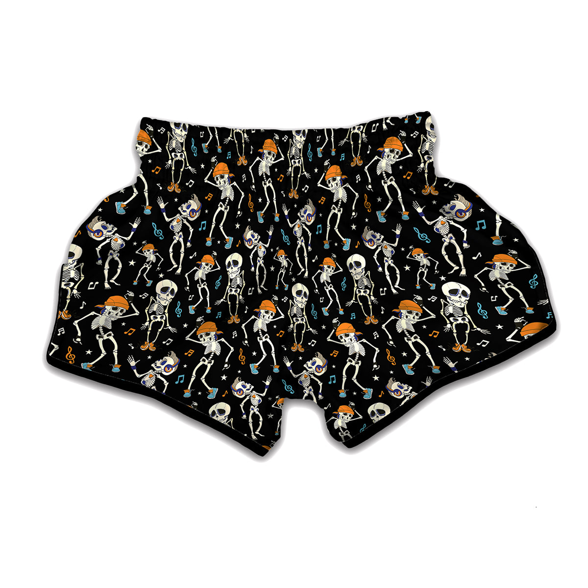 Dancing Skeleton Party Pattern Print Muay Thai Boxing Shorts
