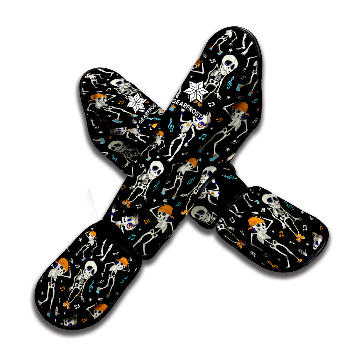 Dancing Skeleton Party Pattern Print Muay Thai Shin Guard