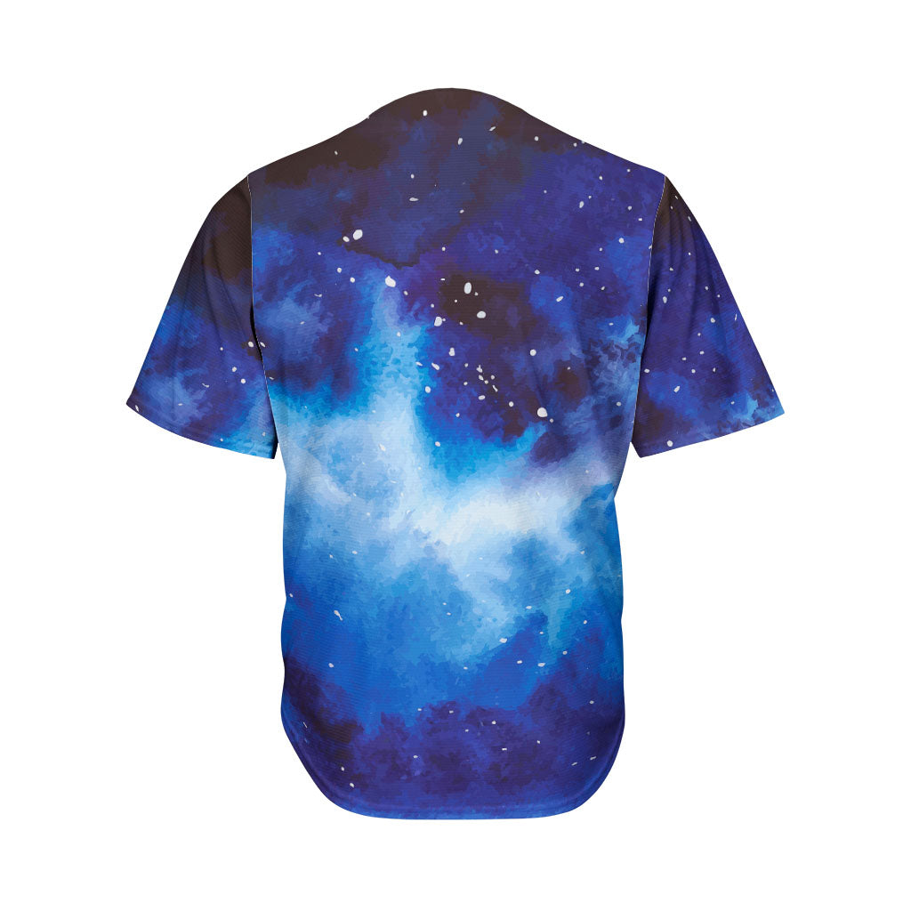Dark Blue Galaxy Space Print Men's Baseball Jersey