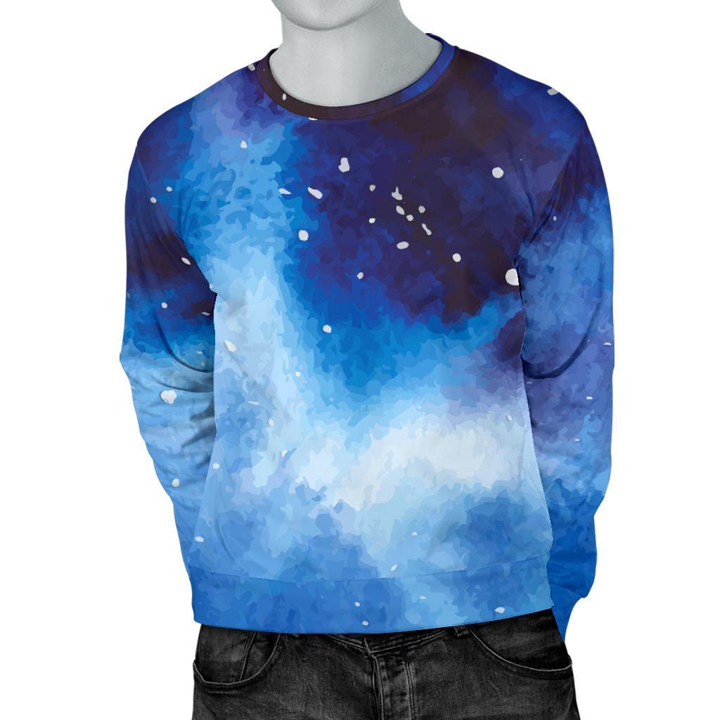Dark Blue Galaxy Space Print Men's Crewneck Sweatshirt GearFrost