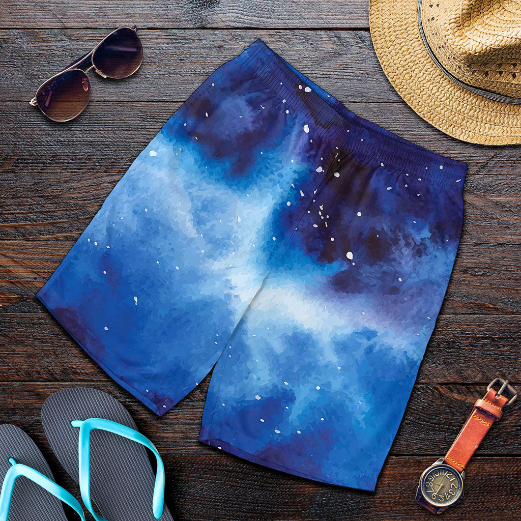 Dark Blue Galaxy Space Print Men's Shorts
