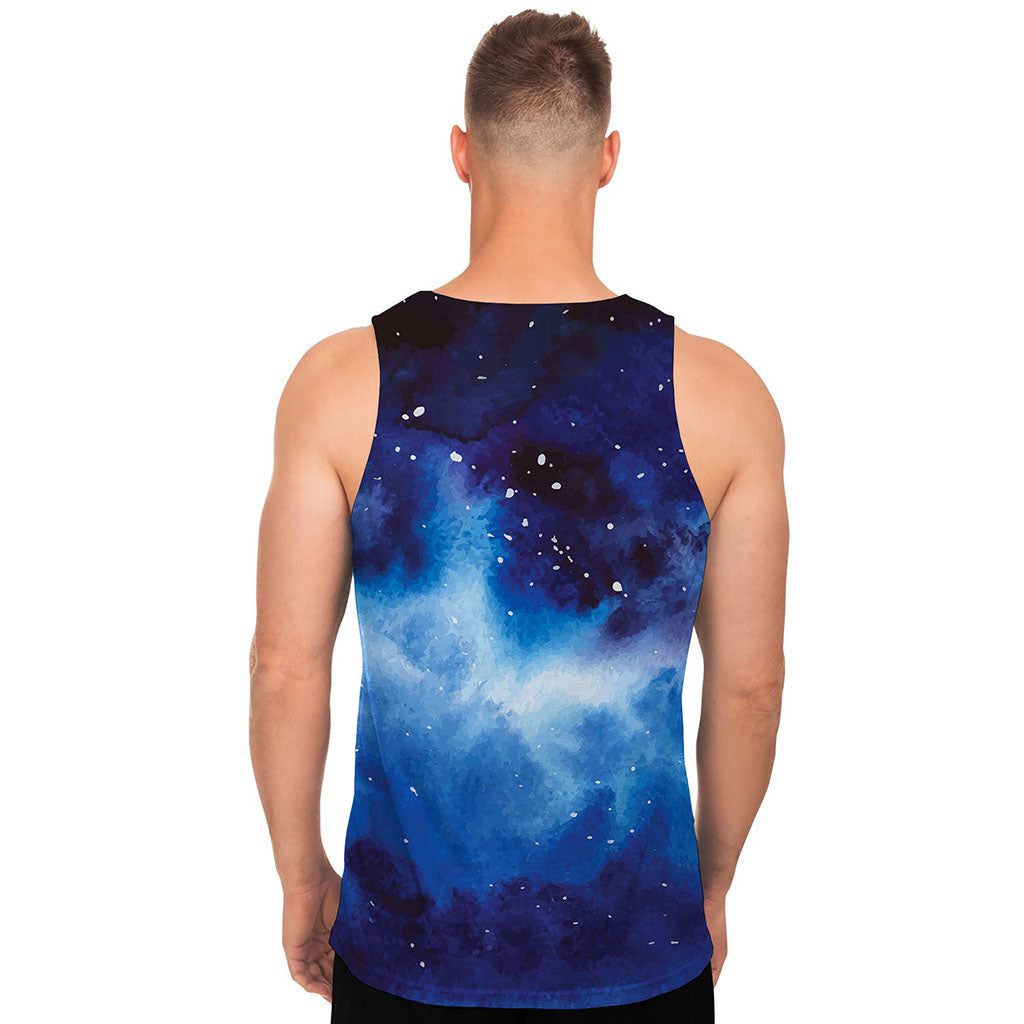 Dark Blue Galaxy Space Print Men's Tank Top