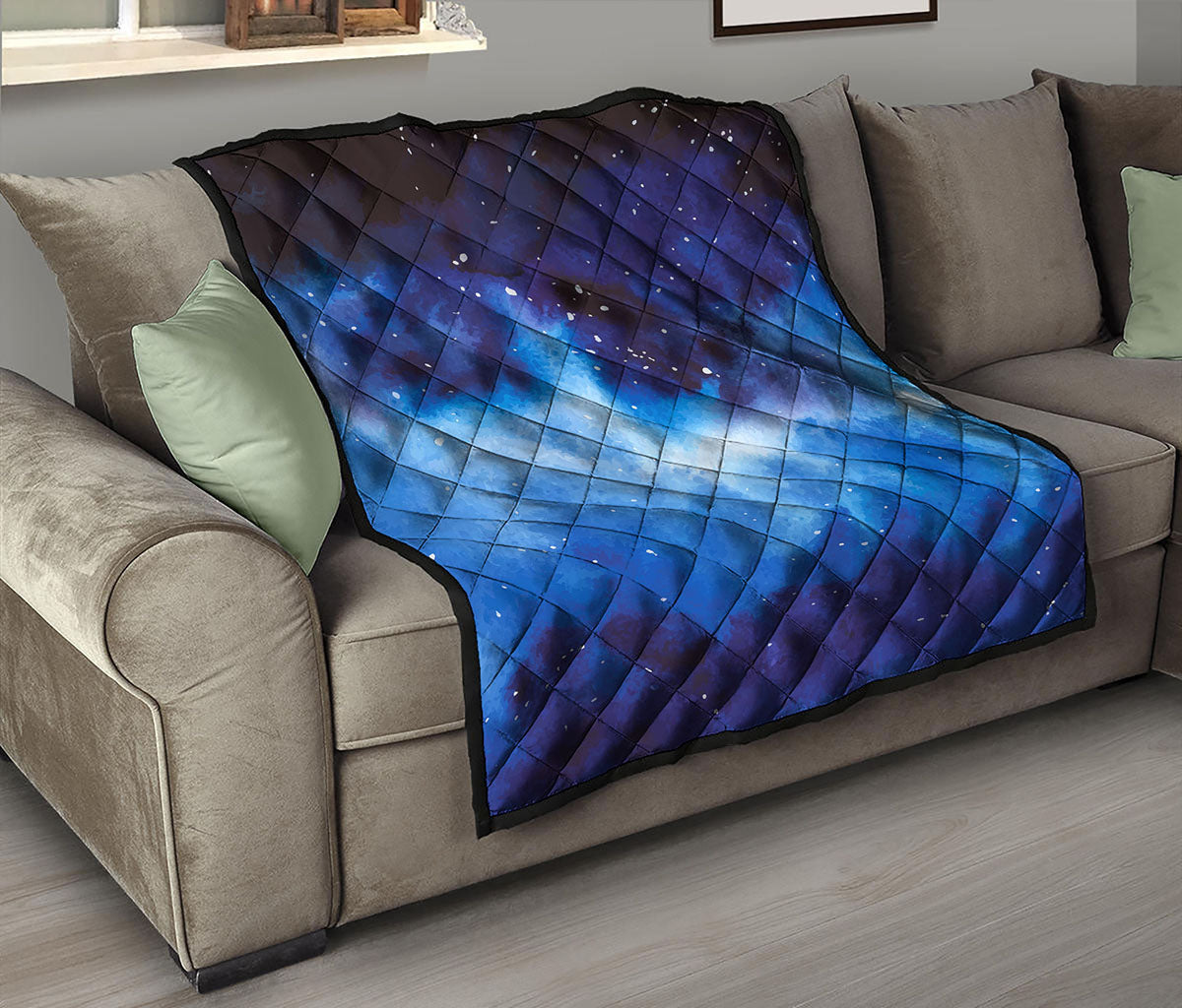 Dark Blue Galaxy Space Print Quilt