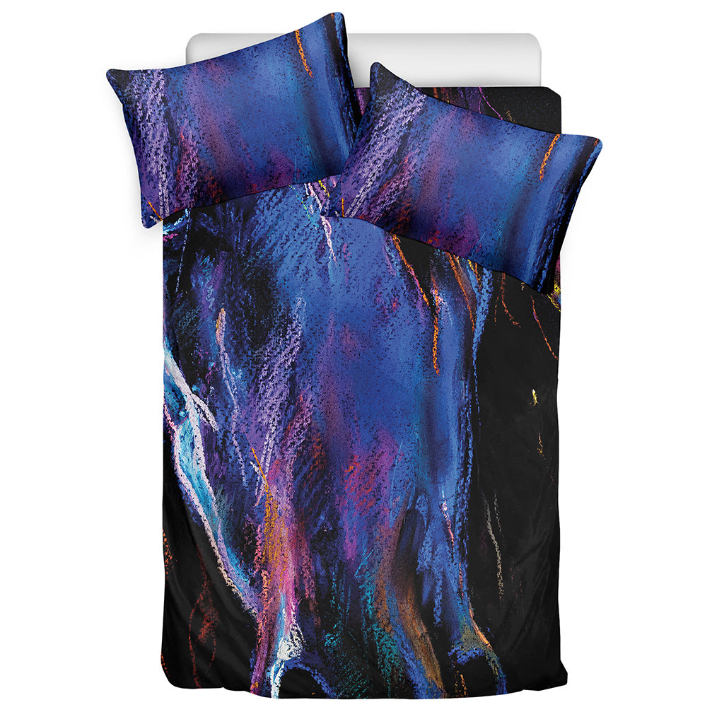 Dark Blue Horse Portrait Print Duvet Cover Bedding Set