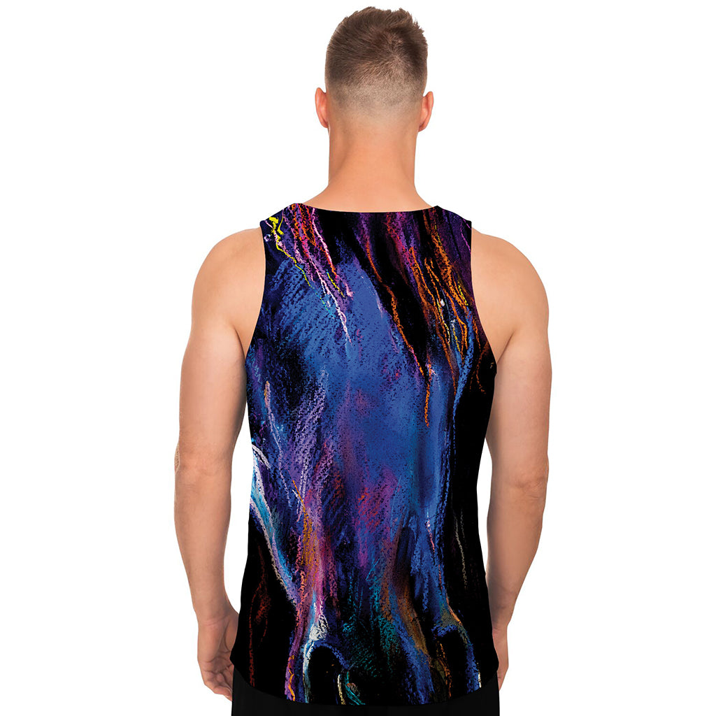 Dark Blue Horse Portrait Print Men's Tank Top