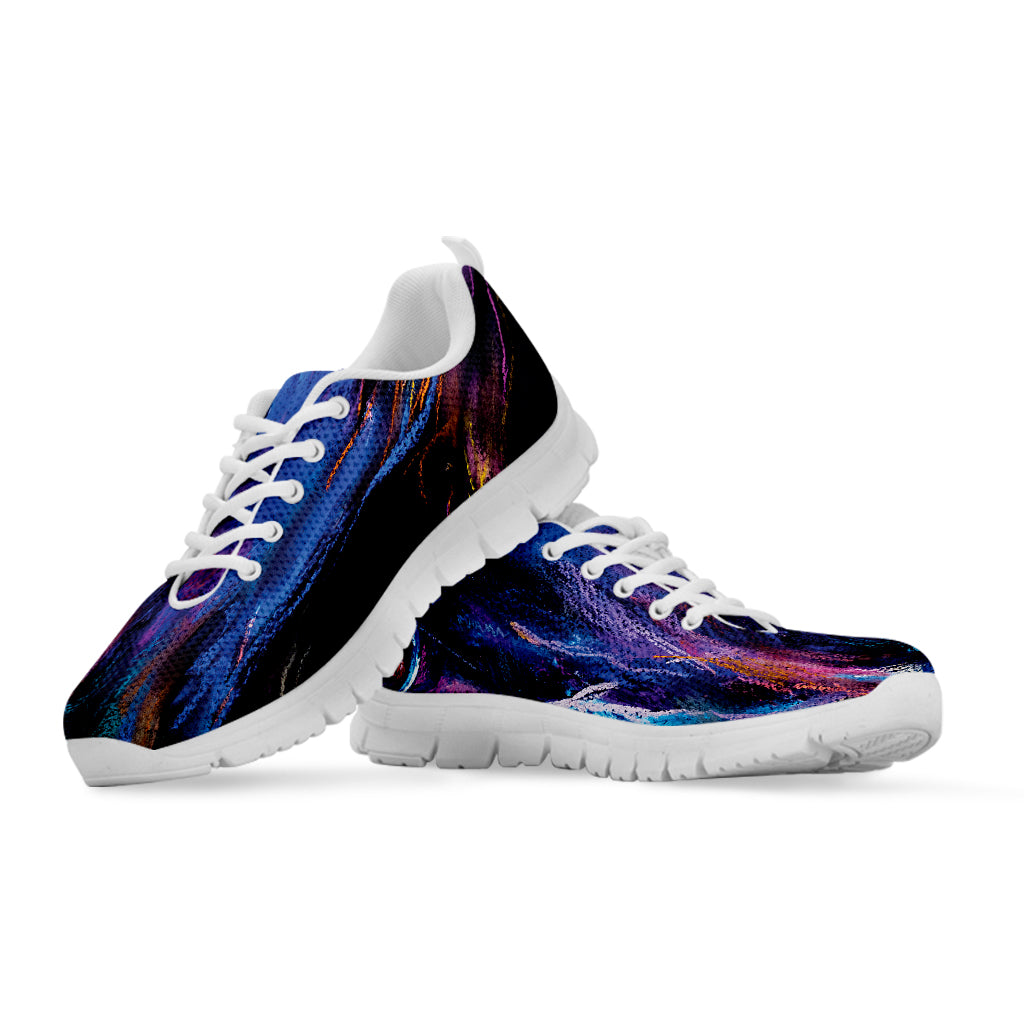 Dark Blue Horse Portrait Print White Sneakers