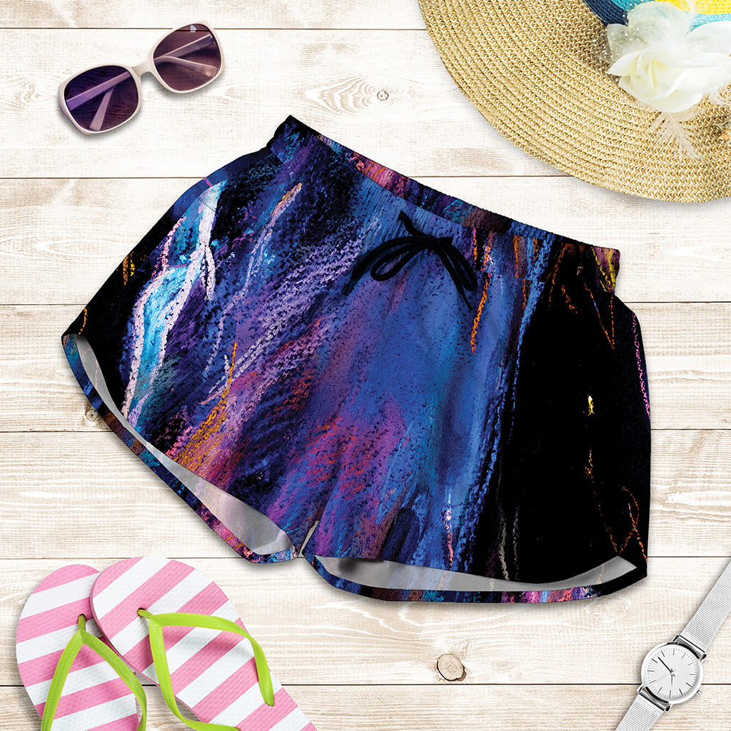 Dark Blue Horse Portrait Print Women's Shorts